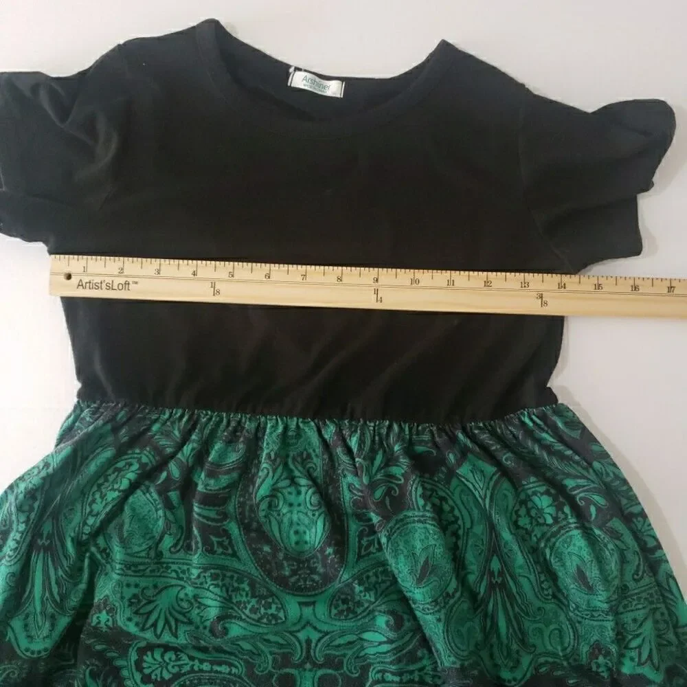 Girls Dress Holiday Party Black Green 40